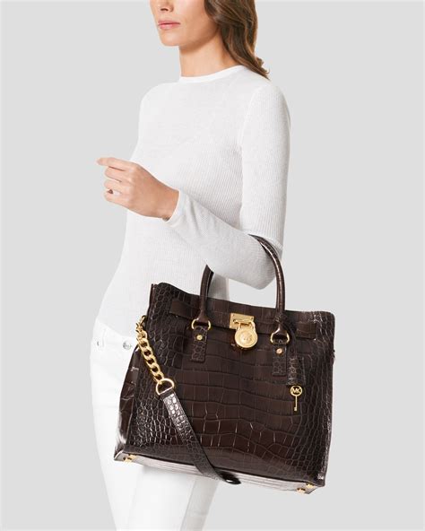 michael kors hamilton large croc embossed tote|michael kors hamilton large satchel.